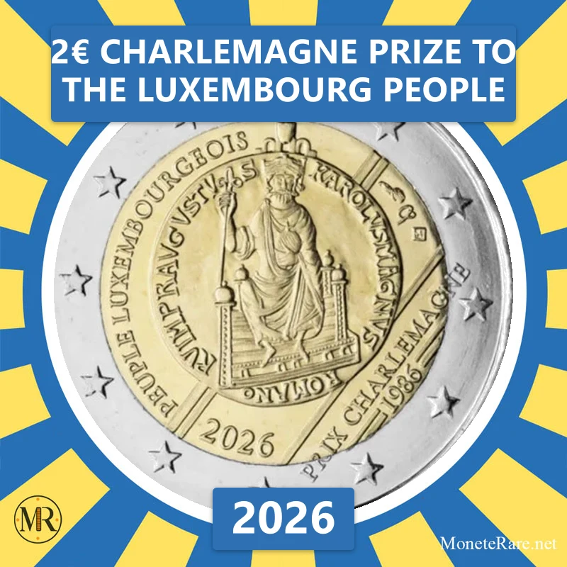 Luxembourg 2€ Charlemagne Prize to the Luxembourg people 2026 (coin photo)