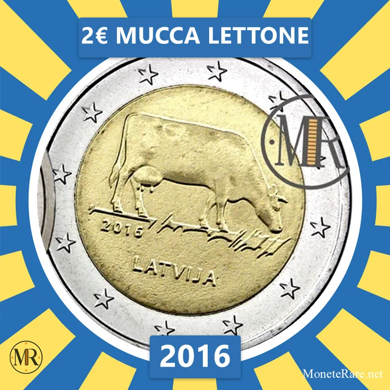 Latvia 2€ Mucca Lettone 2016 (coin photo)