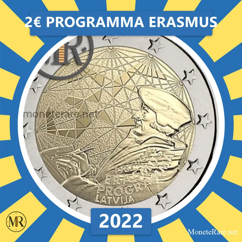 Latvia 2€ Erasmus Program 2022 (coin photo)