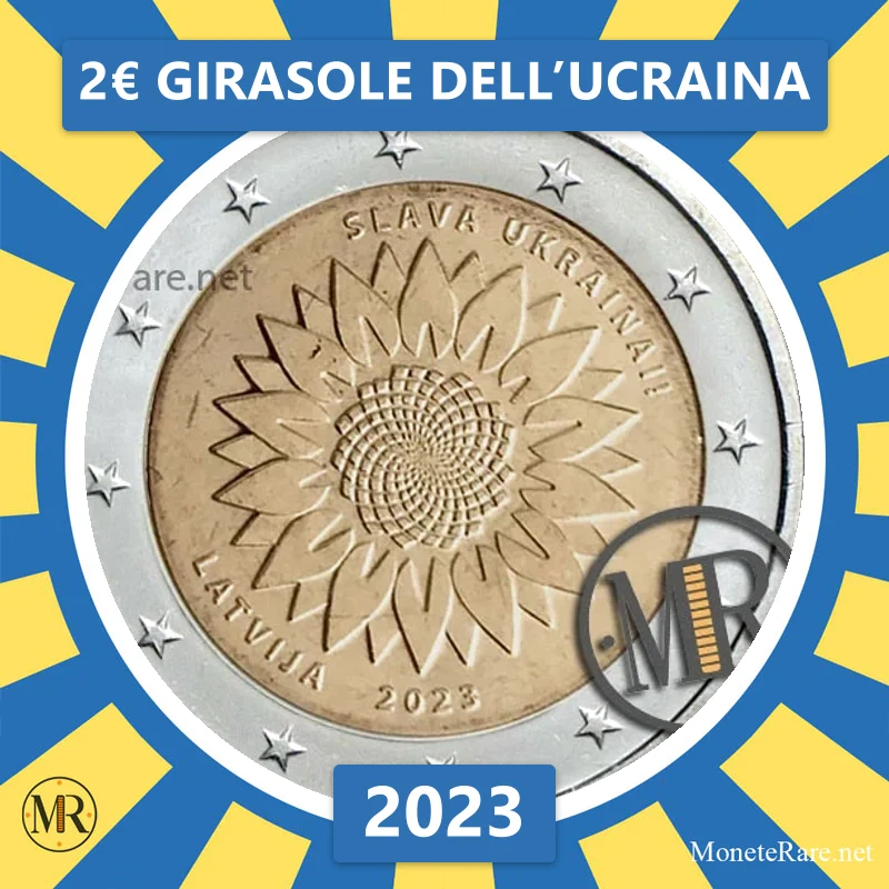 Latvia 2€ Girasole dell’Ucraina 2023 (coin photo)
