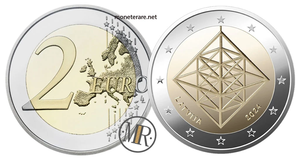 Latvia €2 commemorative 2024 – Puzuris (ornamento del solstizio d'inverno)