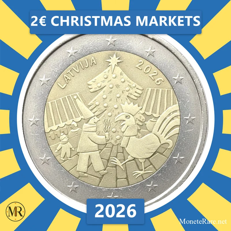 Latvia 2€ Christmas Markets 2026 (coin photo)