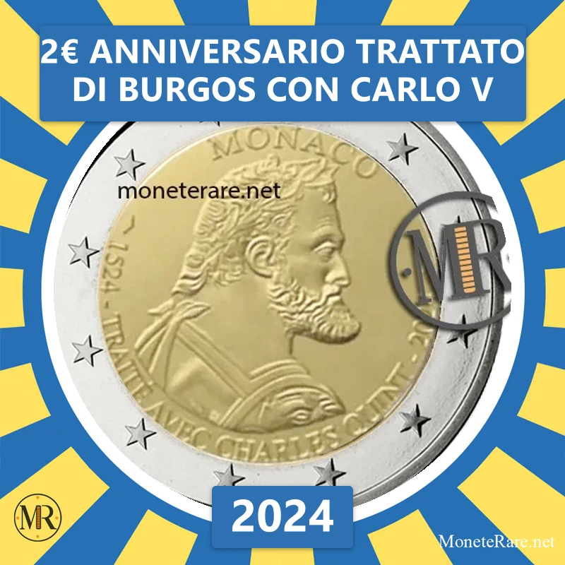 Estonia 2€ Anniversary of the Treaty of Burgos with Charles V 2024 (coin photo)
