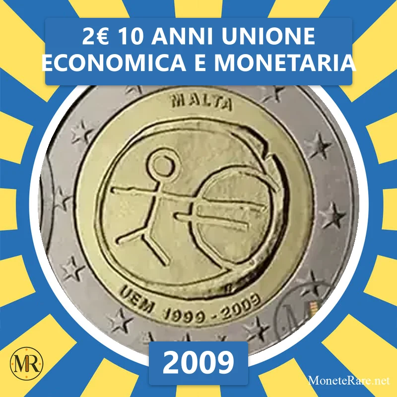 Malta 2€ 10 Years of Economic and Monetary Union 2009 (coin photo)