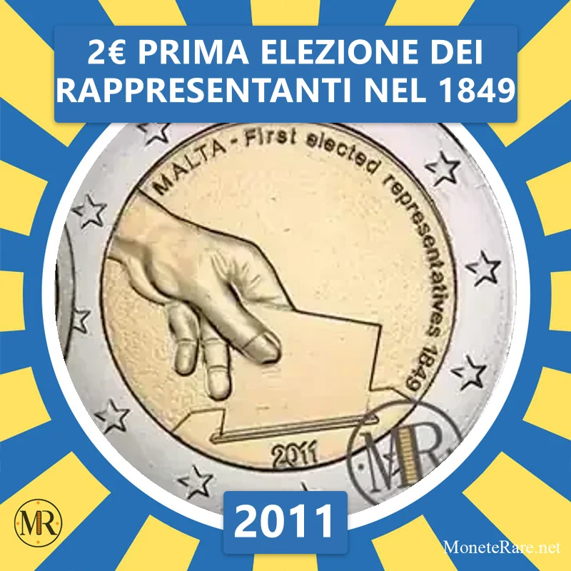 Malta 2€ First Election of Representatives in 1849 2011 (coin photo)
