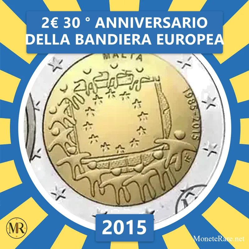 Malta 2€ 30th Anniversary of the European Flag 2015 (coin photo)