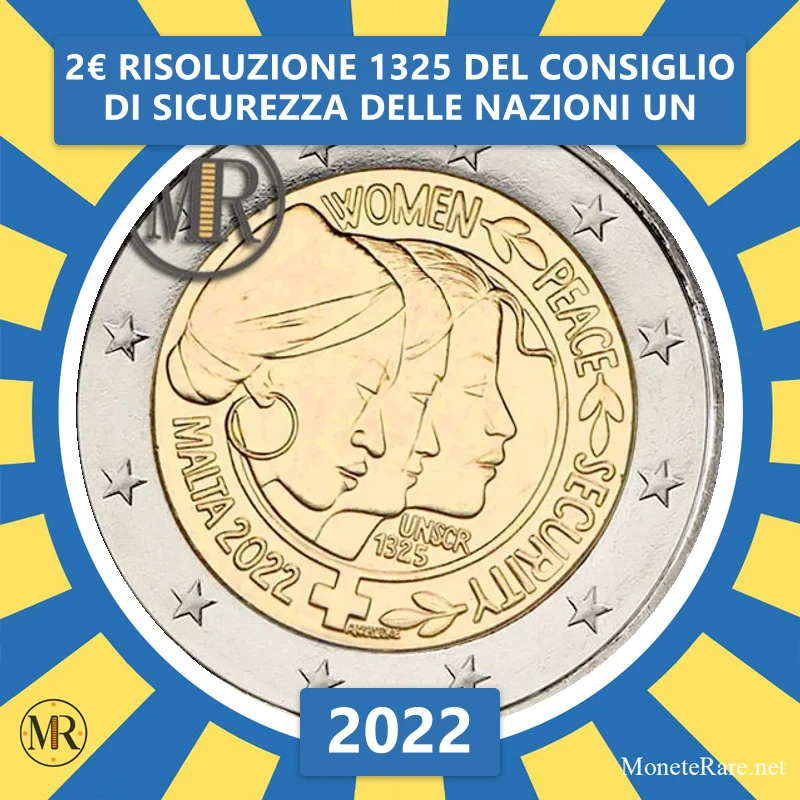 Malta 2€ Resolution 1325 of the United Nations Security Council 2022 (coin photo)