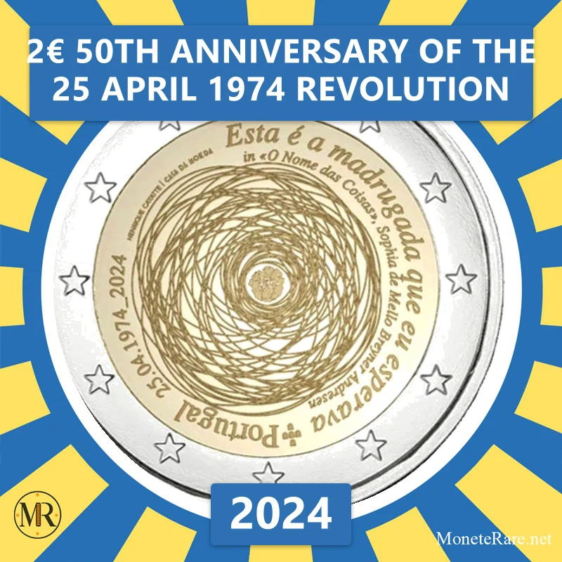 Estonia 2€ 50th anniversary of the 25 April 1974 Revolution 2024 (coin photo)