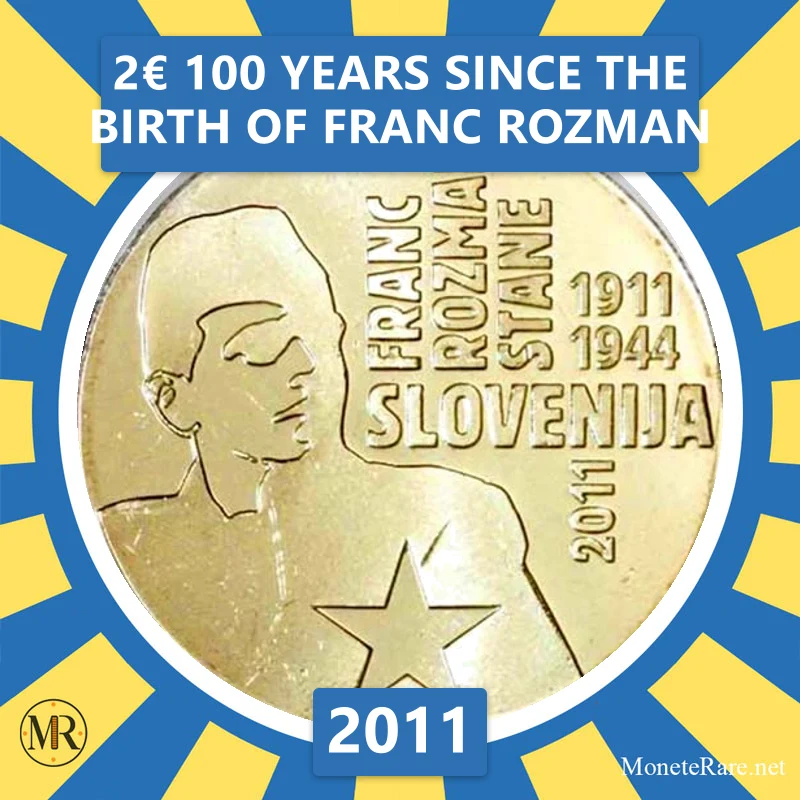 Slovenia 2€ 100 Years since the Birth of Franc Rozman 2011 (coin photo)