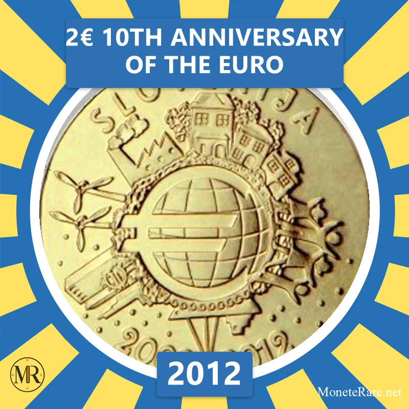 Slovenia 2€ 10th Anniversary of the Euro 2012 (coin photo)