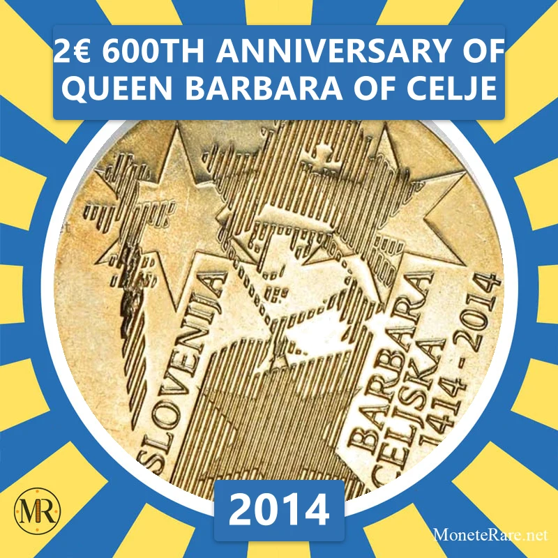 Slovenia 2€ 600th Anniversary of Queen Barbara of Celje 2014 (coin photo)