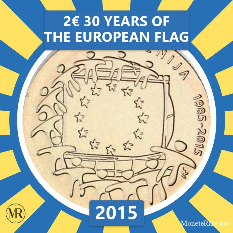 Slovenia 2€ 30 Years of the European Flag 2015 (coin photo)