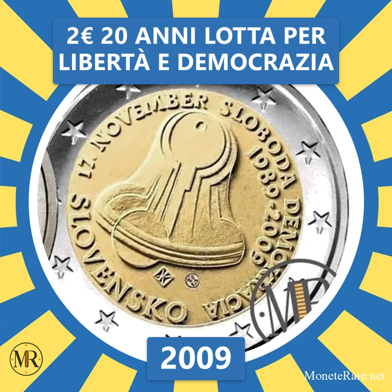 Slovakia 2€ 20 Years Fight for Freedom and Democracy 2009 (coin photo)