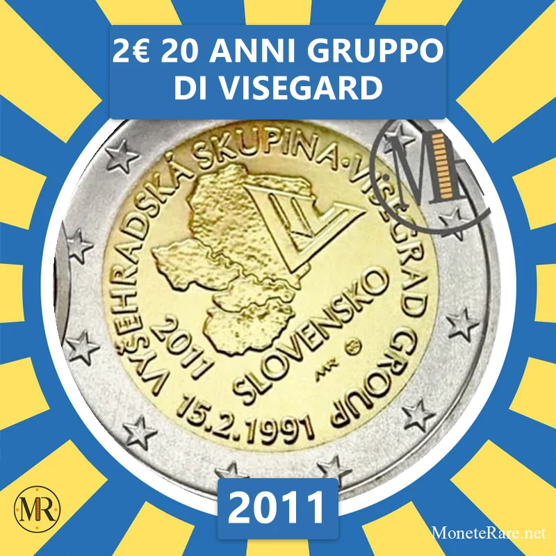 Slovakia 2€ 20 Years Visegrad Group 2011 (coin photo)