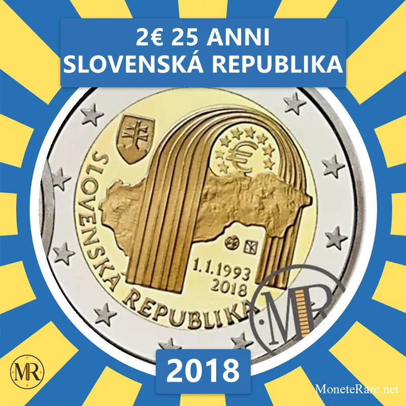 Slovakia 2€ 25 Years SLOVAK REPUBLIC 2018 (coin photo)