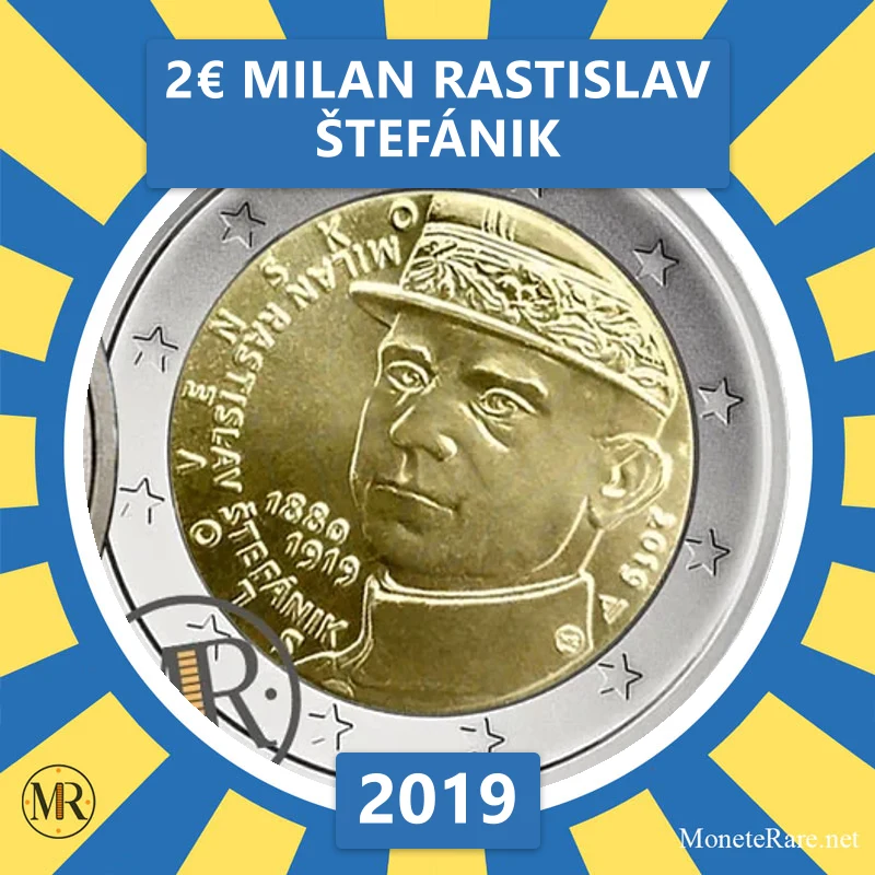 Slovakia 2€ Milan Rastislav Štefánik 2019 (coin photo)