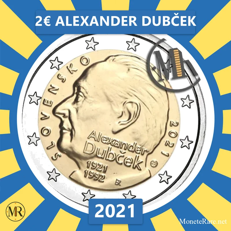 Slovakia 2€ Alexander Dubček 2021 (coin photo)