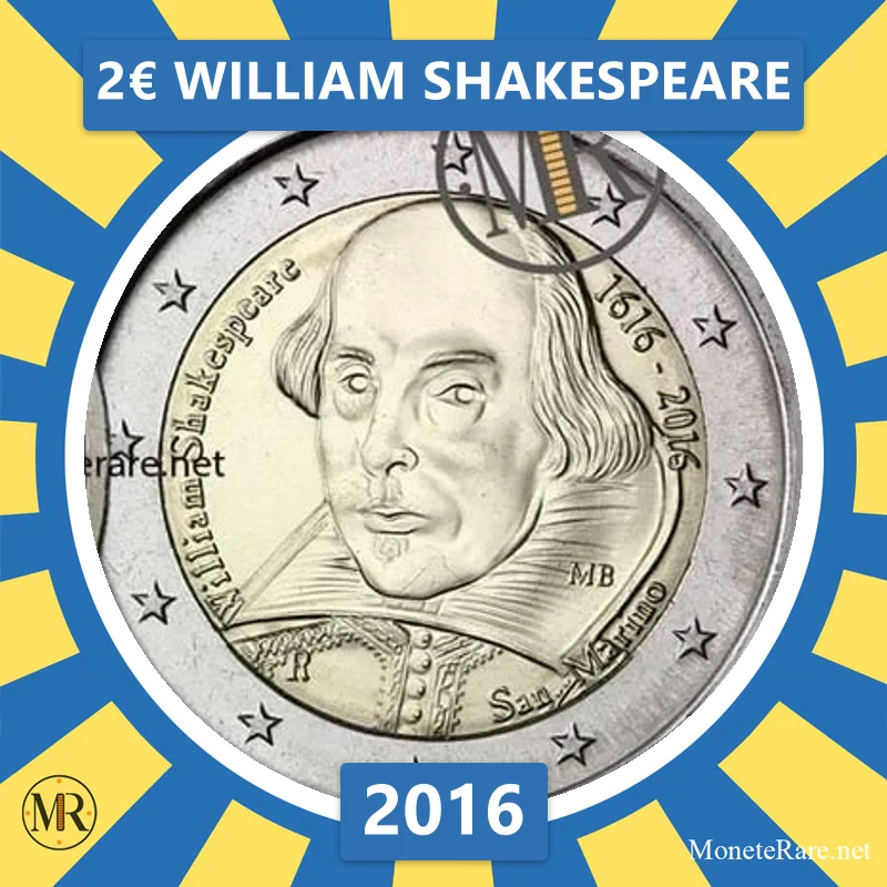 Estonia 2€ William Shakespeare 2016 (coin photo)
