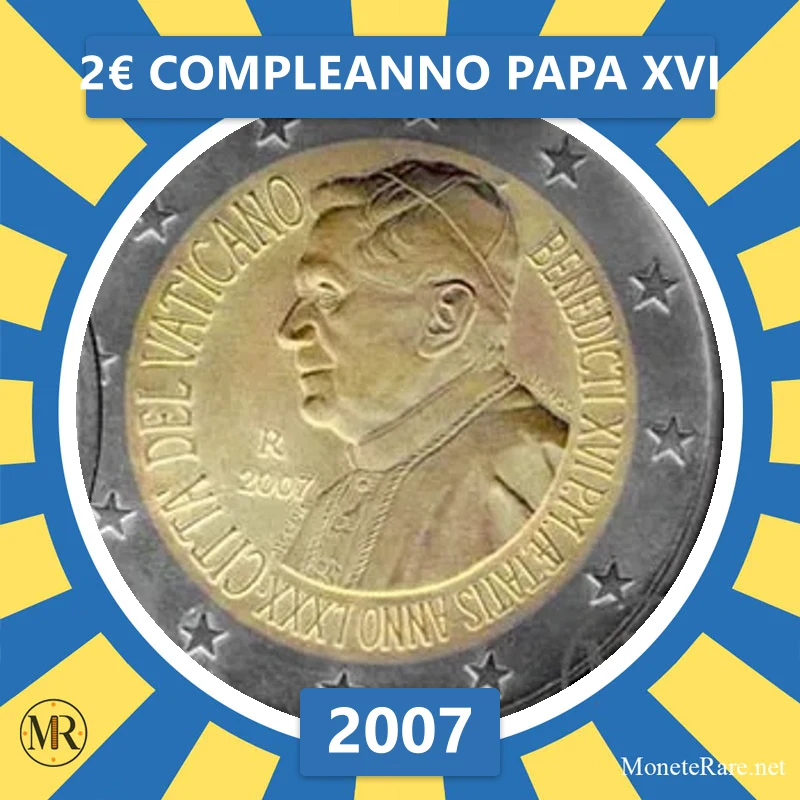 Vatican City 2€ Compleanno Papa XVI 2007 (coin photo)