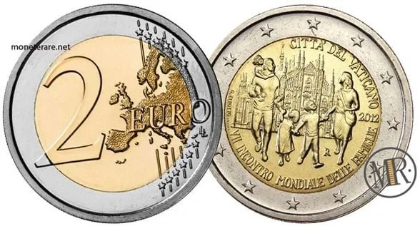 2 Commemorative Euro Vatican 2012 VII World Meeting of Families