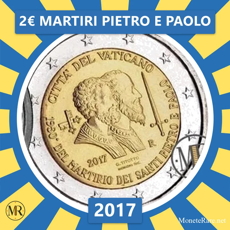 Vatican City 2€ Martiri Pietro e Paolo 2017 (coin photo)