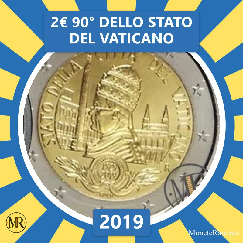 Vatican City 2€ 90th of the Vatican State 2019 (coin photo)