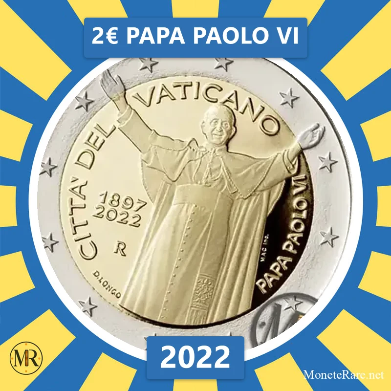 Vatican City 2€ Papa Paolo VI 2022 (coin photo)