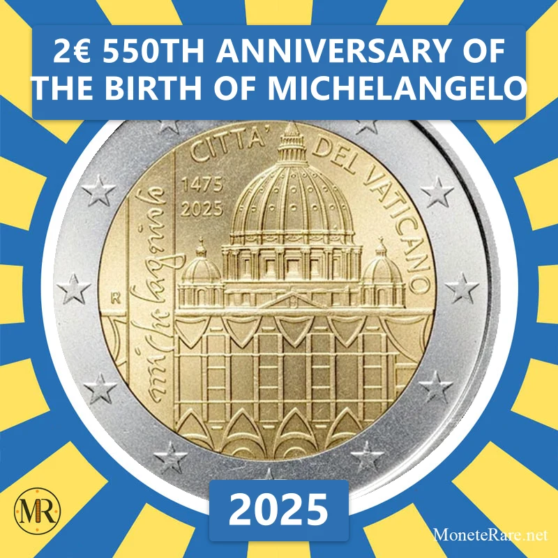 Vatican City 2€ 550th anniversary of the birth of Michelangelo 2025 (coin photo)