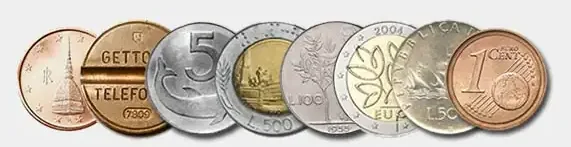 Row of rare coins