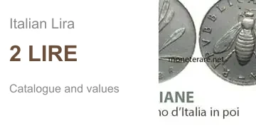 catalogue and value of 2 lire Italian coins