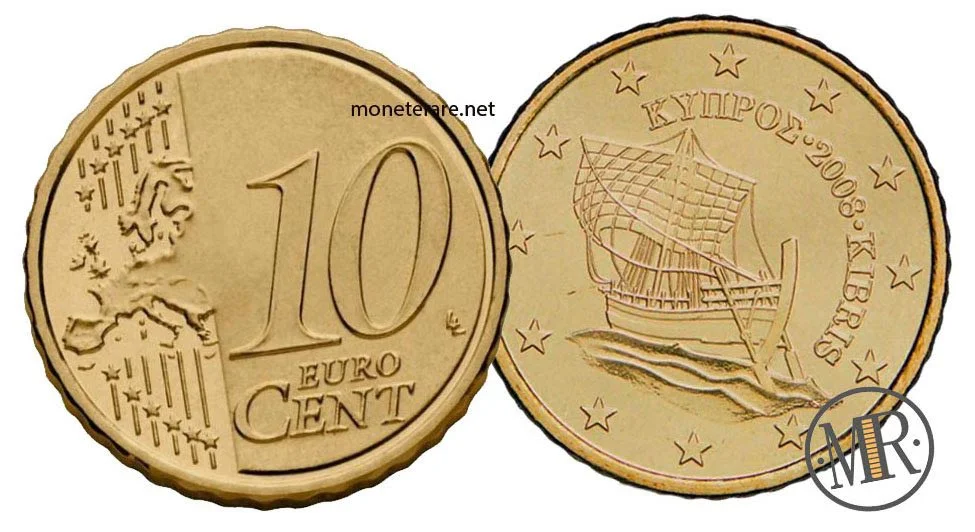 10 Cents Cyprus with ship - euro cyprus - coins cyprus