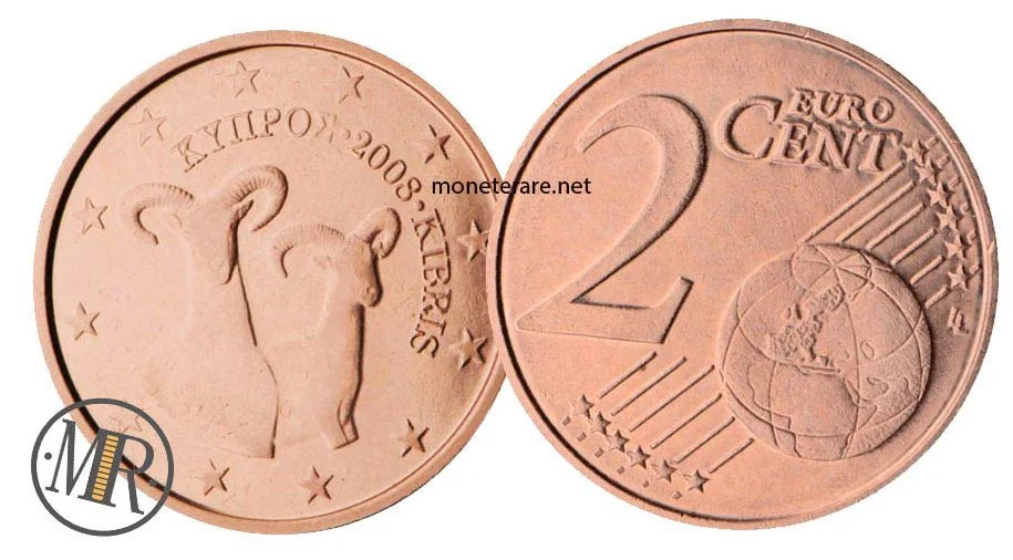 2 Euro Cents Cyprus with mouflons - euro cyprus - coins cyprus