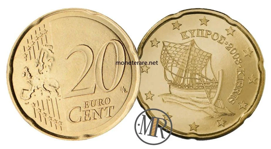 20 Cents Cyprus with ship - euro cyprus - coins cyprus