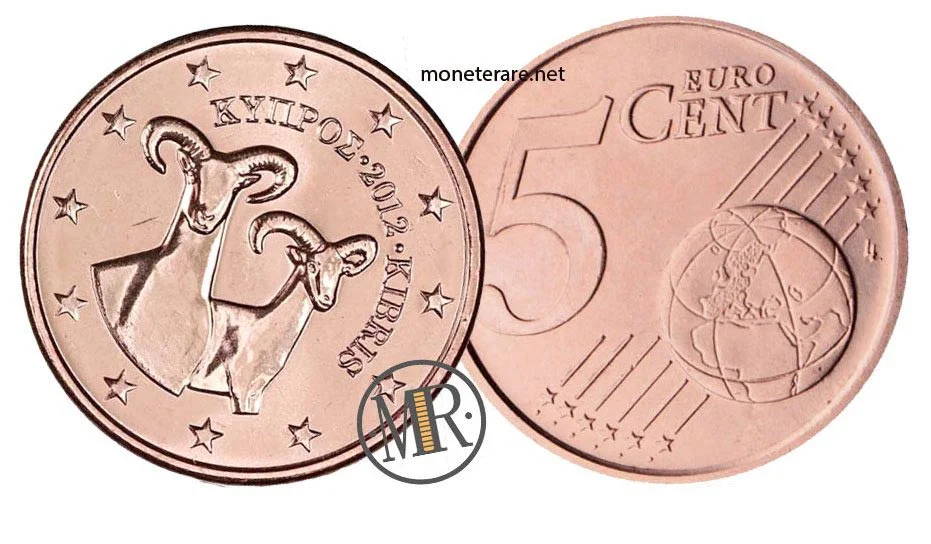 5 Cents Cyprus with mouflons - euro cyprus - coins cyprus