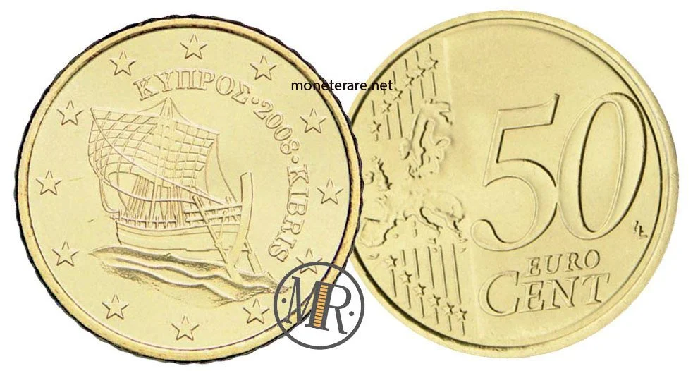 50 Cents Cyprus with ship - cyprus coins