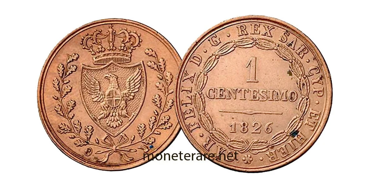1 Centesimo Carlo Felice Sardinian Lira