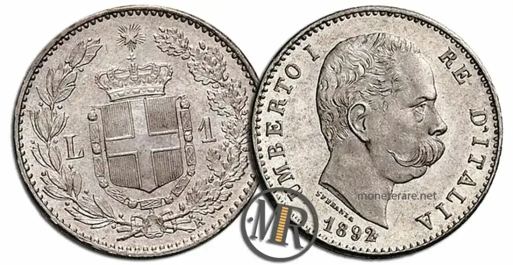 Italian coin of 1 Lira Umberto I
