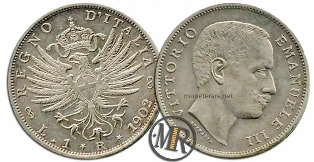 Italian coin of 1 Lira Savoy Eagle