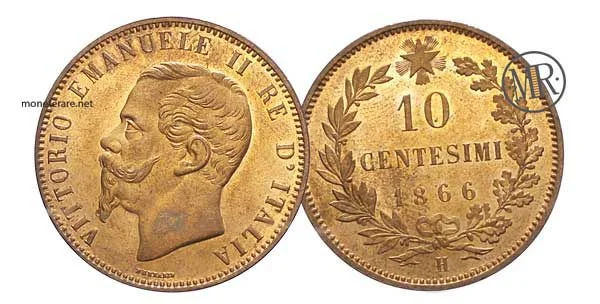10 Centesimi Vittorio Emanuele II 1866 - 10 rare cents 1866
