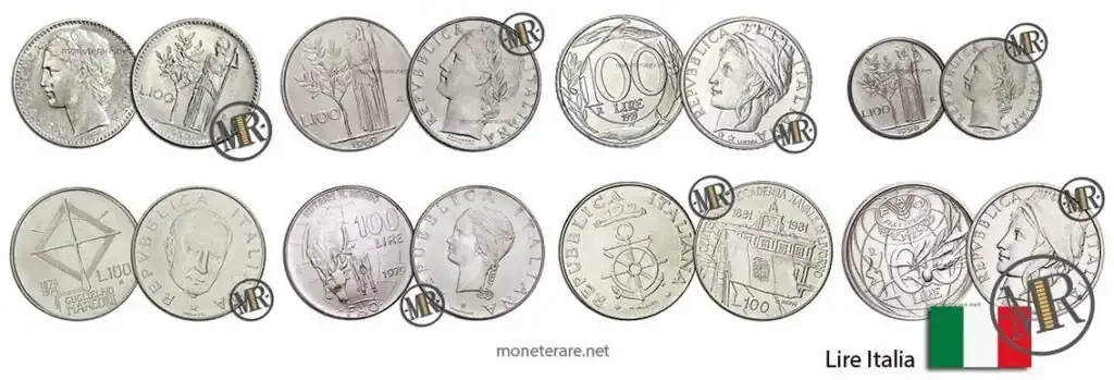 value of the 100 lire coins