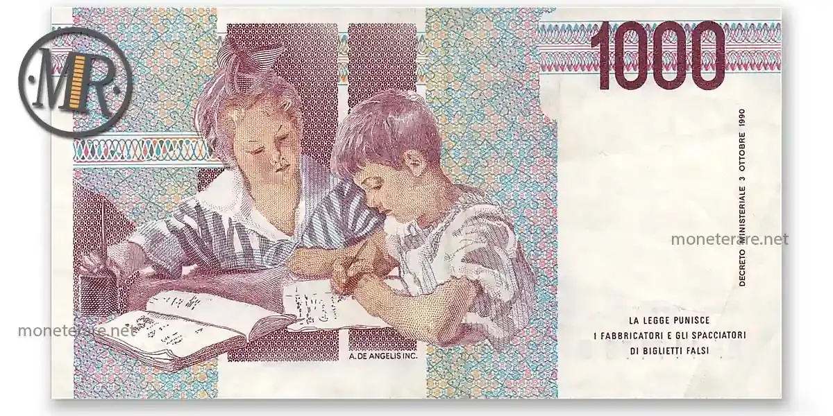 mille lire Montessori reverse value