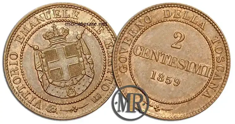 2 Centesimi of Lira Provisional Government of Tuscany 1859