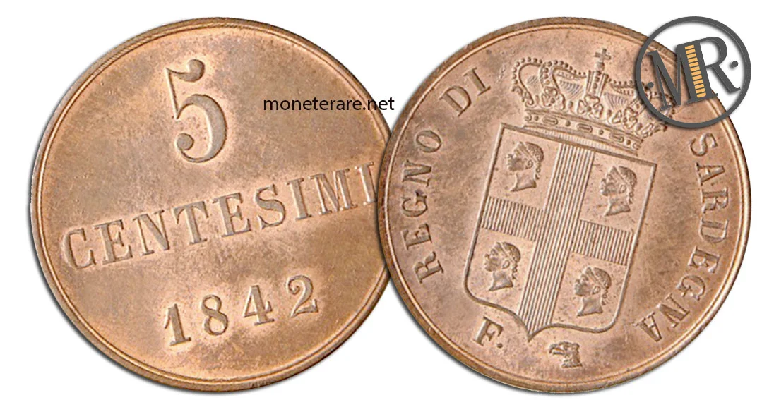 5 Centesimi Carlo Alberto King of Sardinia value