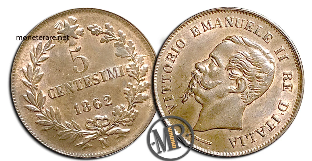 5 Centesimi Vittorio Emanuele II King of Italy - value of the rare coin