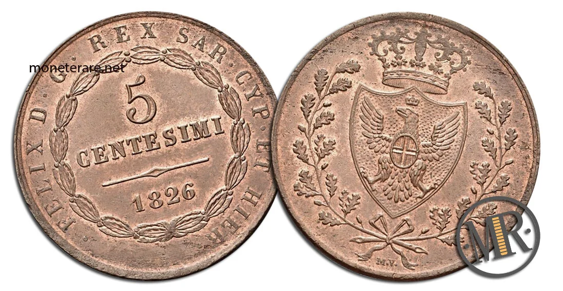 5 Centesimi Vittorio Emanuele II 1826 Provisional Government Bologna value