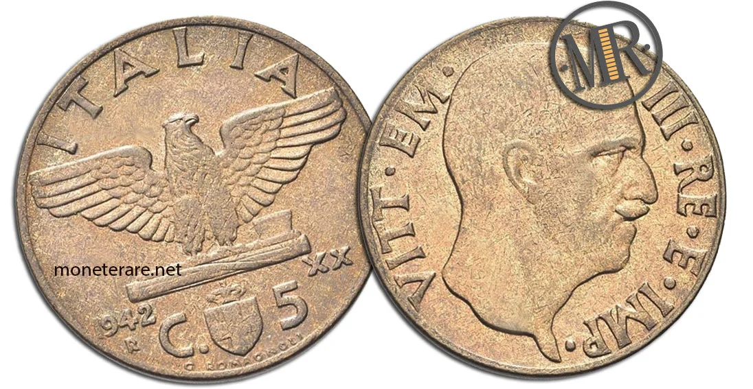 5 Centesimi Vittorio Emanuele III Empire Second Type - value of the rare coin