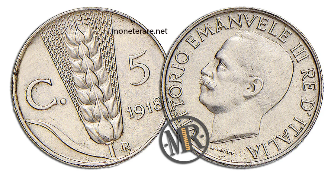 5 Centesimi Vittorio Emanuele III Spiga Primo Tipo - rare coin value