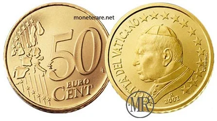 50 Centesimi Euro Vatican Pope John Paul II 2002