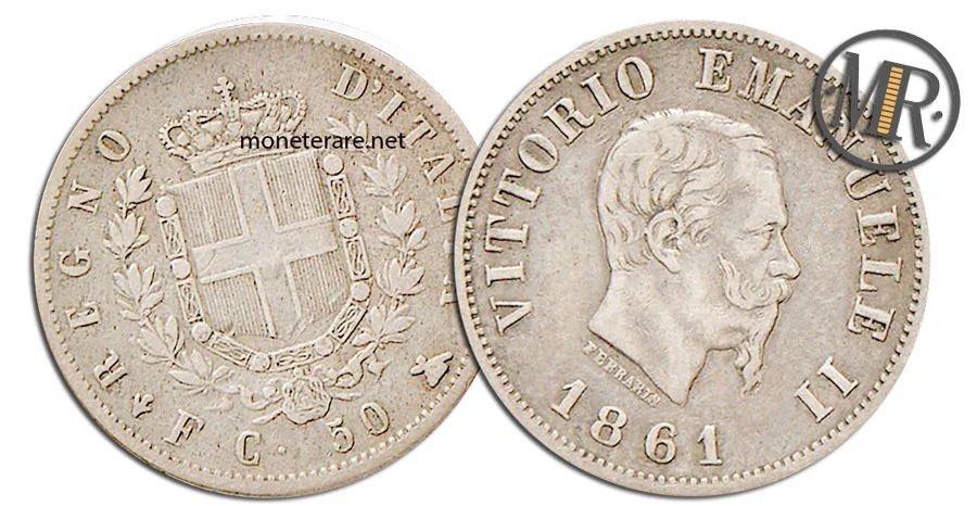 50 Cents Lira Vittorio Emanuele II 1863
