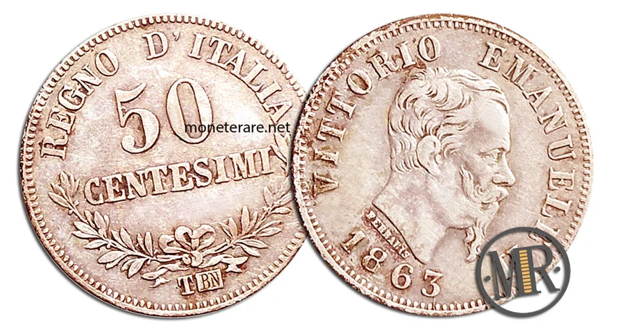 50 Cents of Lire Vittorio Emanuele II Value